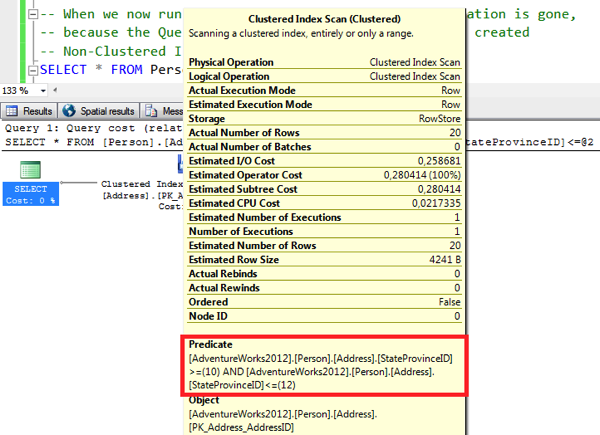 A Clustered Index Scan with a residual predicate