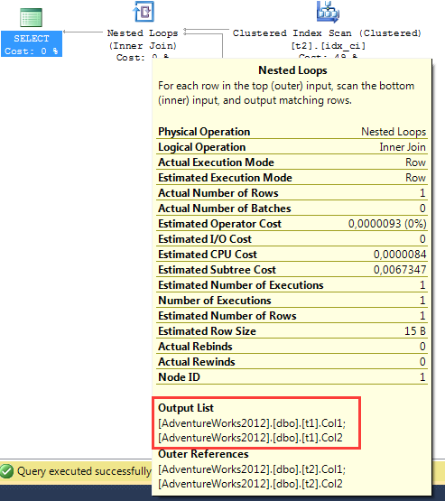 SQL Server just returns columns from one table - a traditional Semi Join