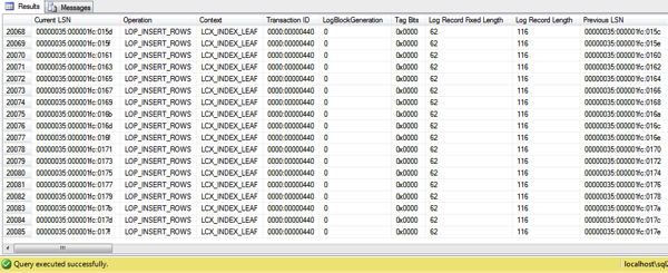 A Disk Based Table gives you around 20000 transaction log records