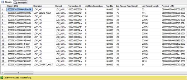 With a Memory-Optimized Table we need only 17 transaction log records