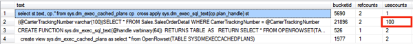 Now we have 1 parameterized execution plan that can be reused