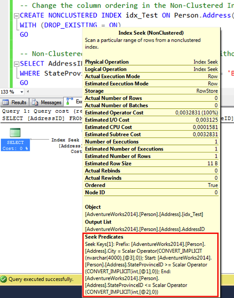 Now there is only a Seek Predicate