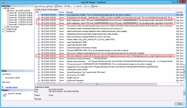 The good, old SQL Server Log...