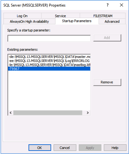 Enabling a Trace Flag on the SQL Server Instance