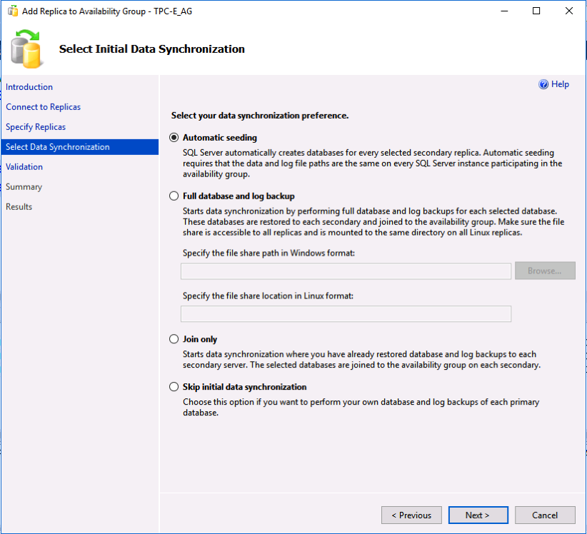 Automatic Seeding in SQL Server 2016