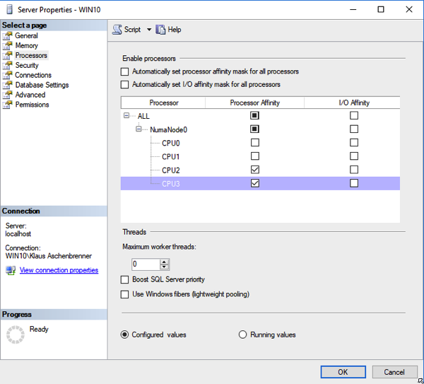 Changing the Processor Affinity Settings