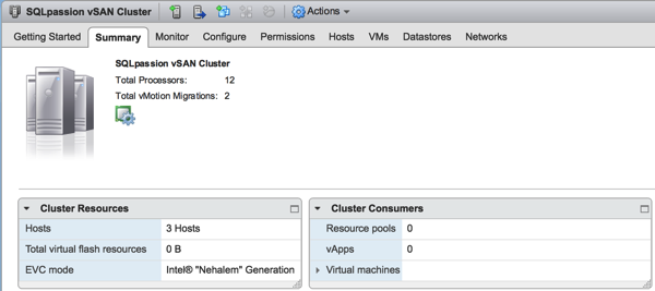 My working VMware vSphere Cluster