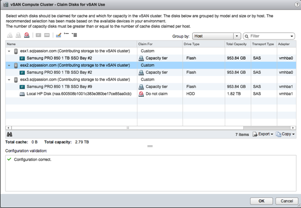 Claiming Disks for the vSAN Disk Group