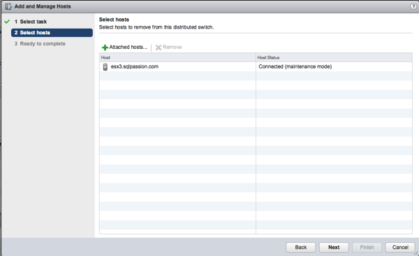 Removing the ESXi Host from the Distributed Switch