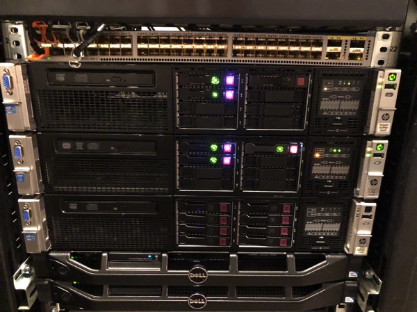 The new HP DL380 G8 is installed into the Server Rack