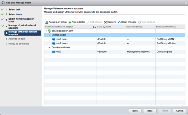 Configuring the vSAN and vMotion Port Groups on the Distributed Switch