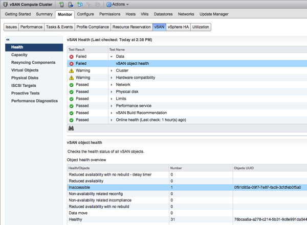 Inaccessible Objects in the vSAN Datastore