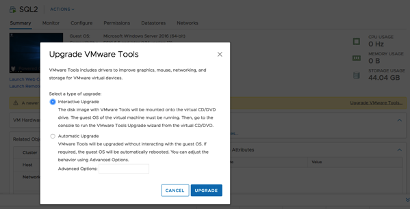 Upgrading the VMware Tools