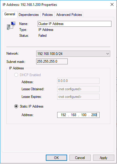 Changing the Cluster IP address