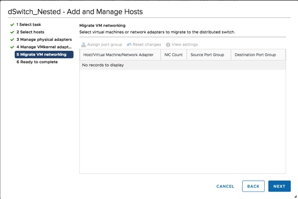 Adding the ESXi Hosts to the Distributed Switch