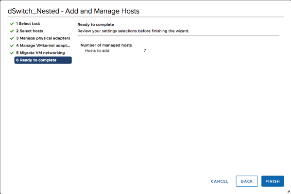 Adding the ESXi Hosts to the Distributed Switch