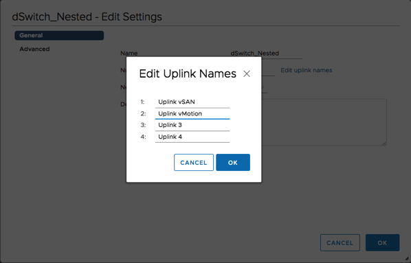 Changing the Uplink Names