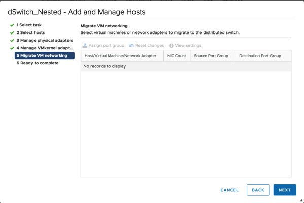 Assigning the Uplinks to the NICs of the ESXi Hosts