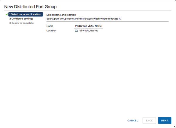 Creating a new Distributed Port Group for vSAN