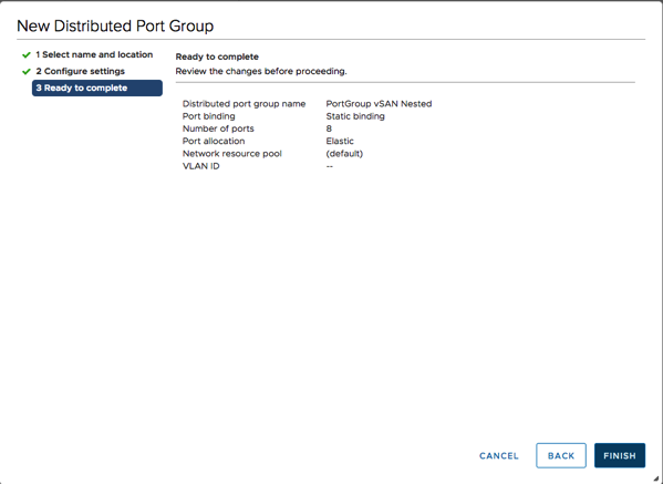 Creating a new Distributed Port Group for vSAN