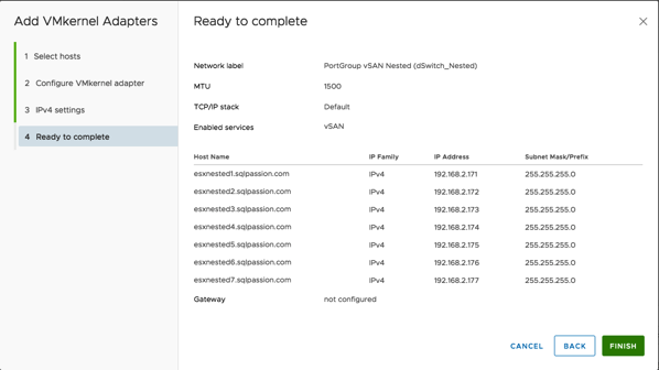 Adding the VMkernel Adapter for vSAN