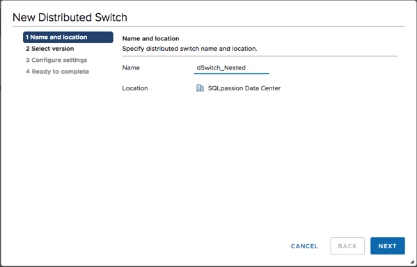 Creating a new Distributed Switch