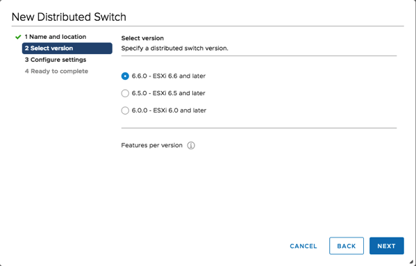 Creating a new Distributed Switch