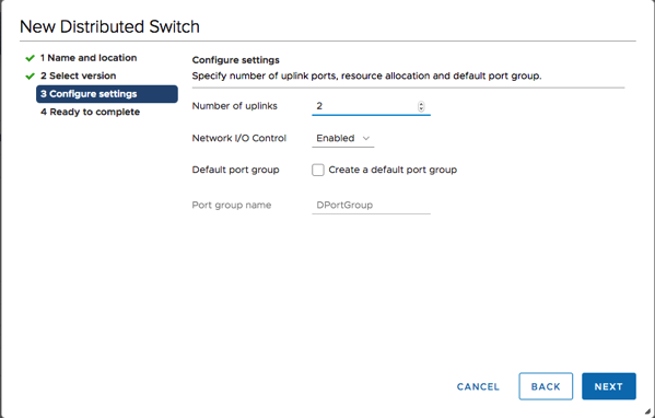 Creating a new Distributed Switch