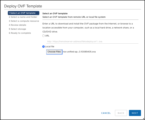 Deploying the OVF Template of the NSX-T Manager