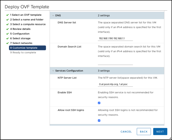 Network Configuration of the NSX-T Manager