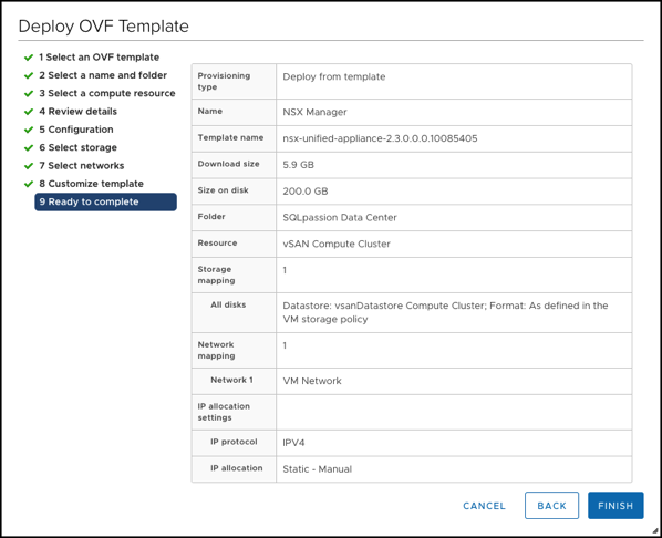 Confirming the deployment of the NSX-T Manager