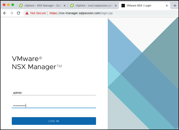 Logging into the NSX-T Manager