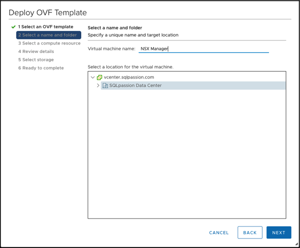 VM name of the NSX-T Manager