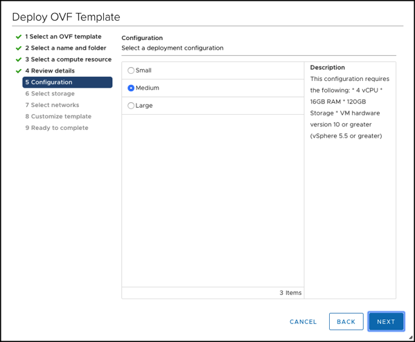 Selecting the Deployment Configuration of the NSX-T Controller