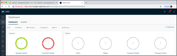 The updated Dashboard of the NSX-T Manager