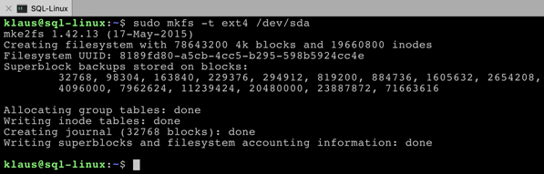 Creating a new file system partition