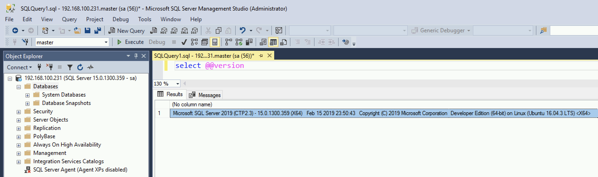 Checking the SQL Server version