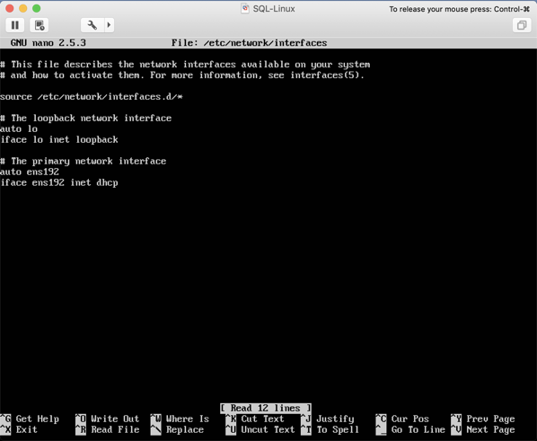 Editing the /etc/network/interfaces file