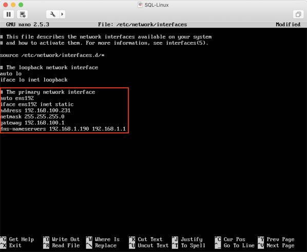 Configuring a static IP address