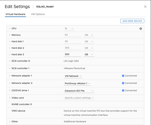 The Test VM used for Storage Benchmarking