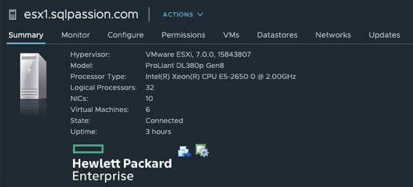 The HP DL380 G8 Servers are up and running with ESXi 7.0