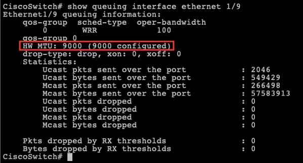 MTU size of 9000 bytes