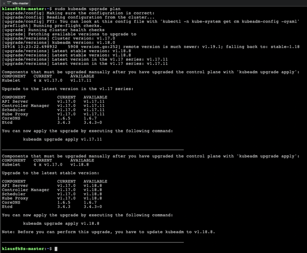 Upgrading the Control Plane of the Kubernetes Cluster