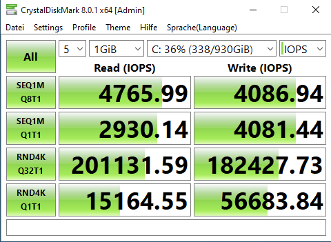 CrystalDiskMark results