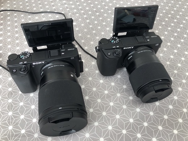 The 2 Sony A6400 cameras with the Sigma lenses