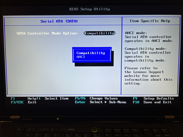Enabling the SATA Compatibility Mode