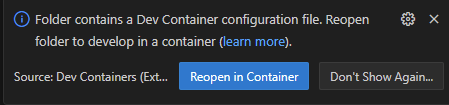 Opening a Dev Container