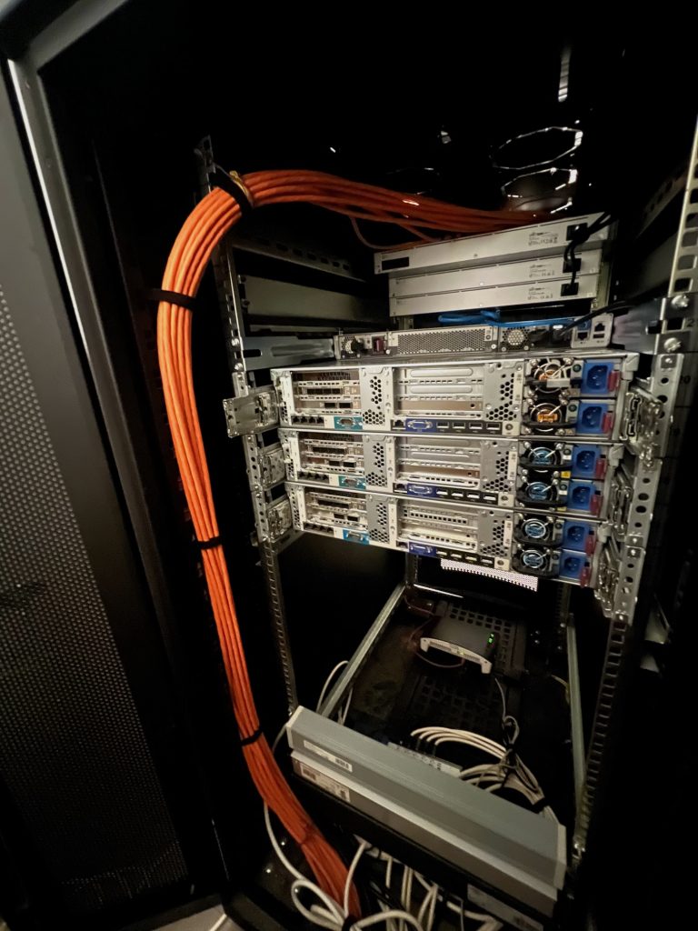 The server rack from behind - without cabling